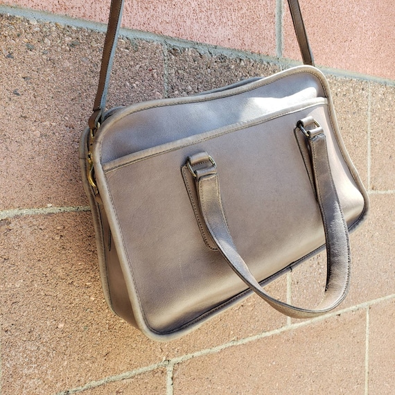 Vintage Coach NYC Gray Slim Flight Satchel - image 6