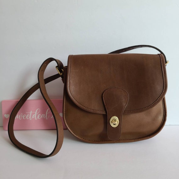 Vintage Coach Nyc British Tan Saddlery Shoulder B… - image 1