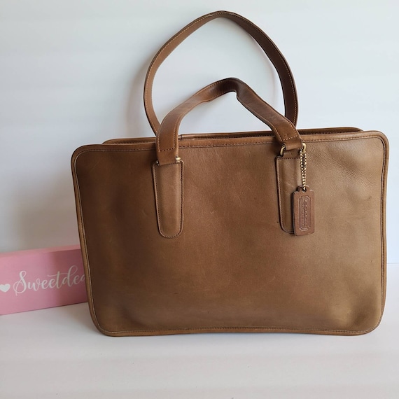 Vintage Coach Nyc British Tan Marketing Tote - image 2