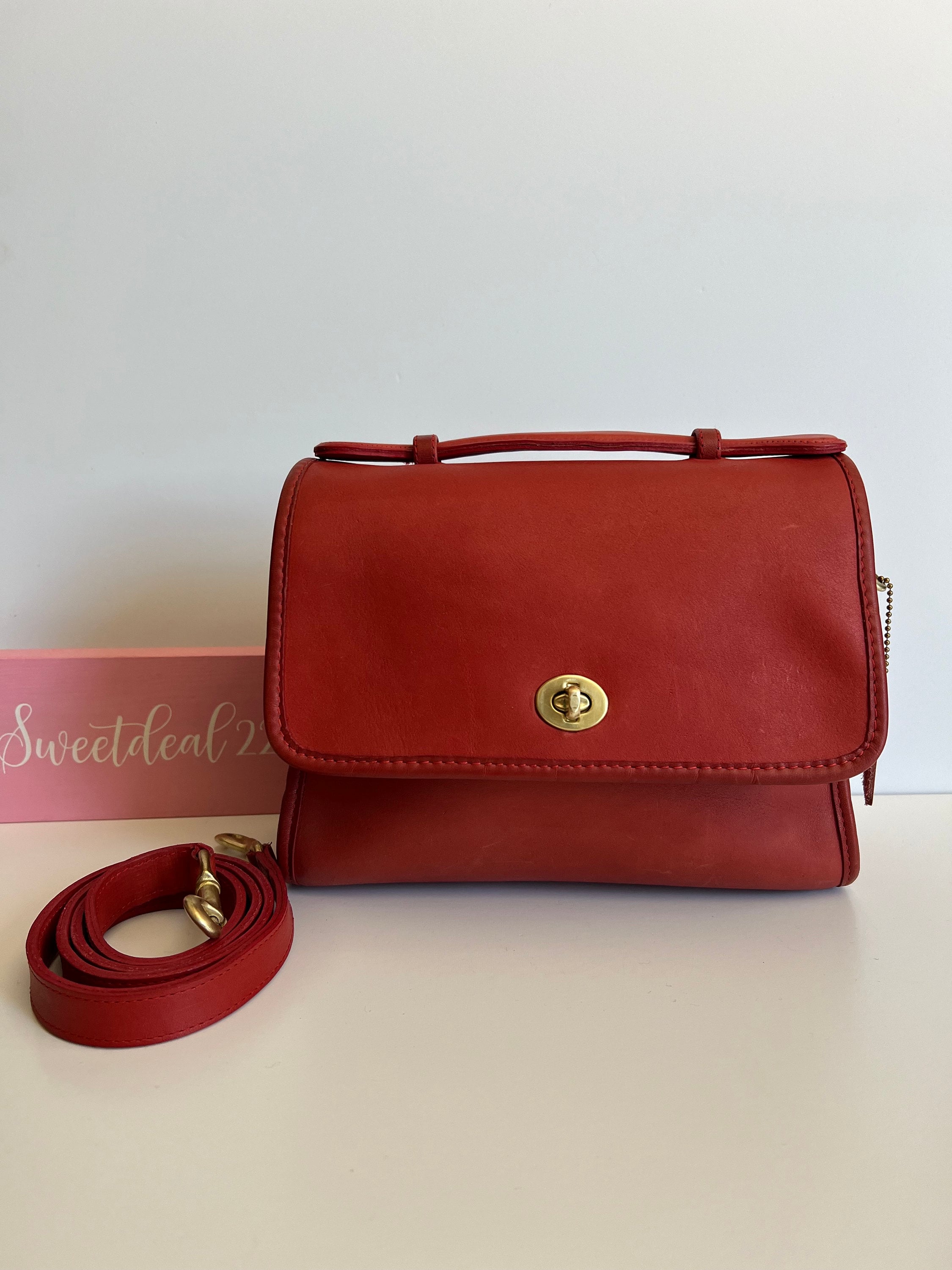 Vintage Coach Red Leather Court Top Handle Satchel - Etsy