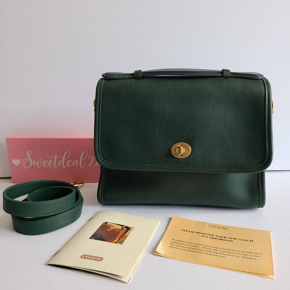 Pristine Vintage Coach Green Top Handle Court Bag