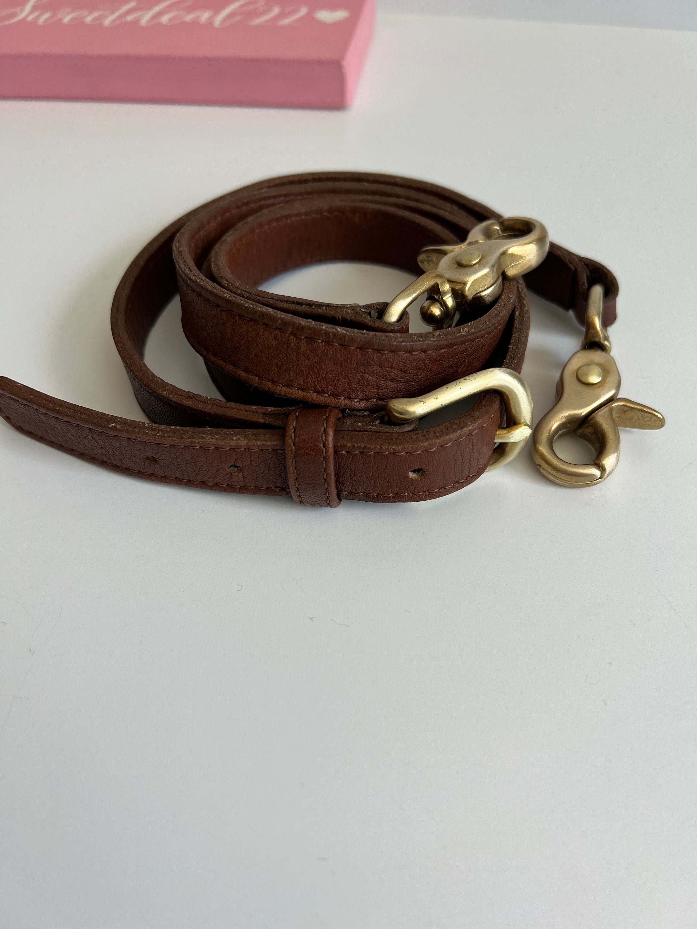 Coach replacement strap Tan Leather adjustable Gold Buckle Tan Leather Strap with Yellow Stitching for Louis Vuitton  main image 2
