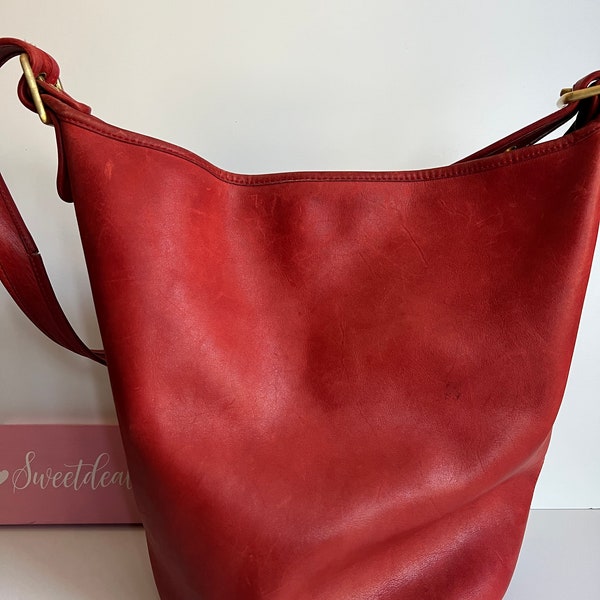 Vintage Coach NYC Red Duffle Bag