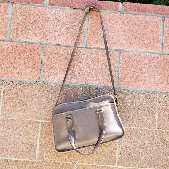 Vintage Coach NYC Gray Slim Flight Satchel - image 10