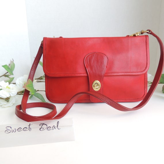 Vintage Coach Red Twin Double Clutch Shoulder Bag - image 3