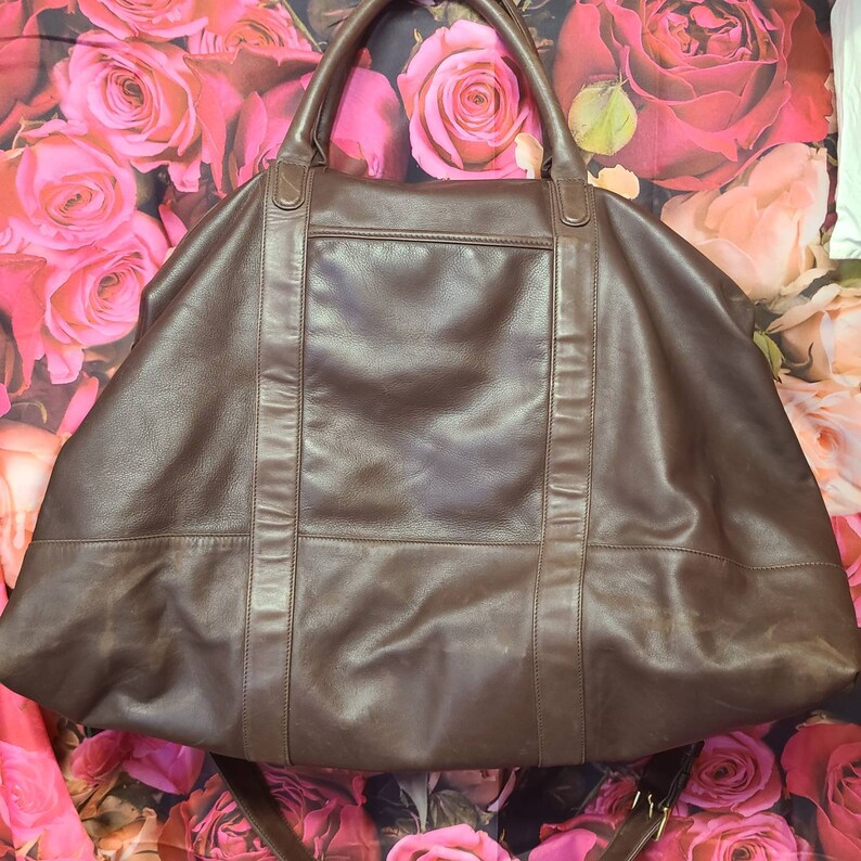 Vintage Coach Brown Leather Large Cabin Duffle Bag Etsy