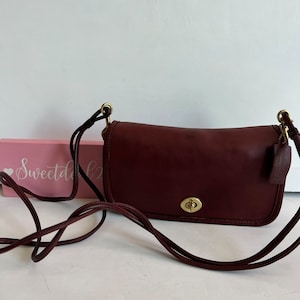 Vintage Coach NYC Early Dinky Burgundy Shoulder Bag