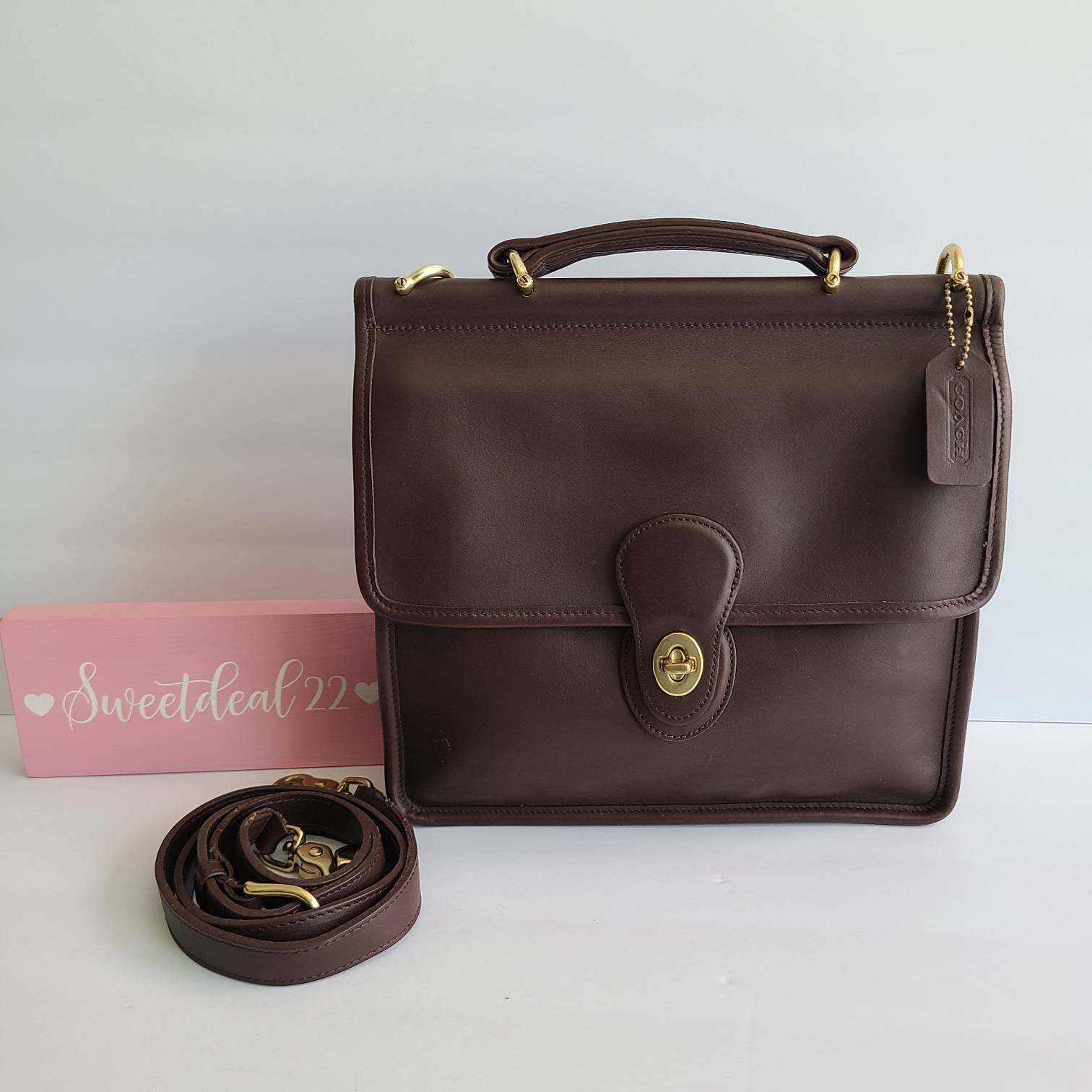 バッグ OLD COACH Willis Bag Brown 2way leather Vintage Coach Dark Brown Willis Top Handle Satchel - Etsy