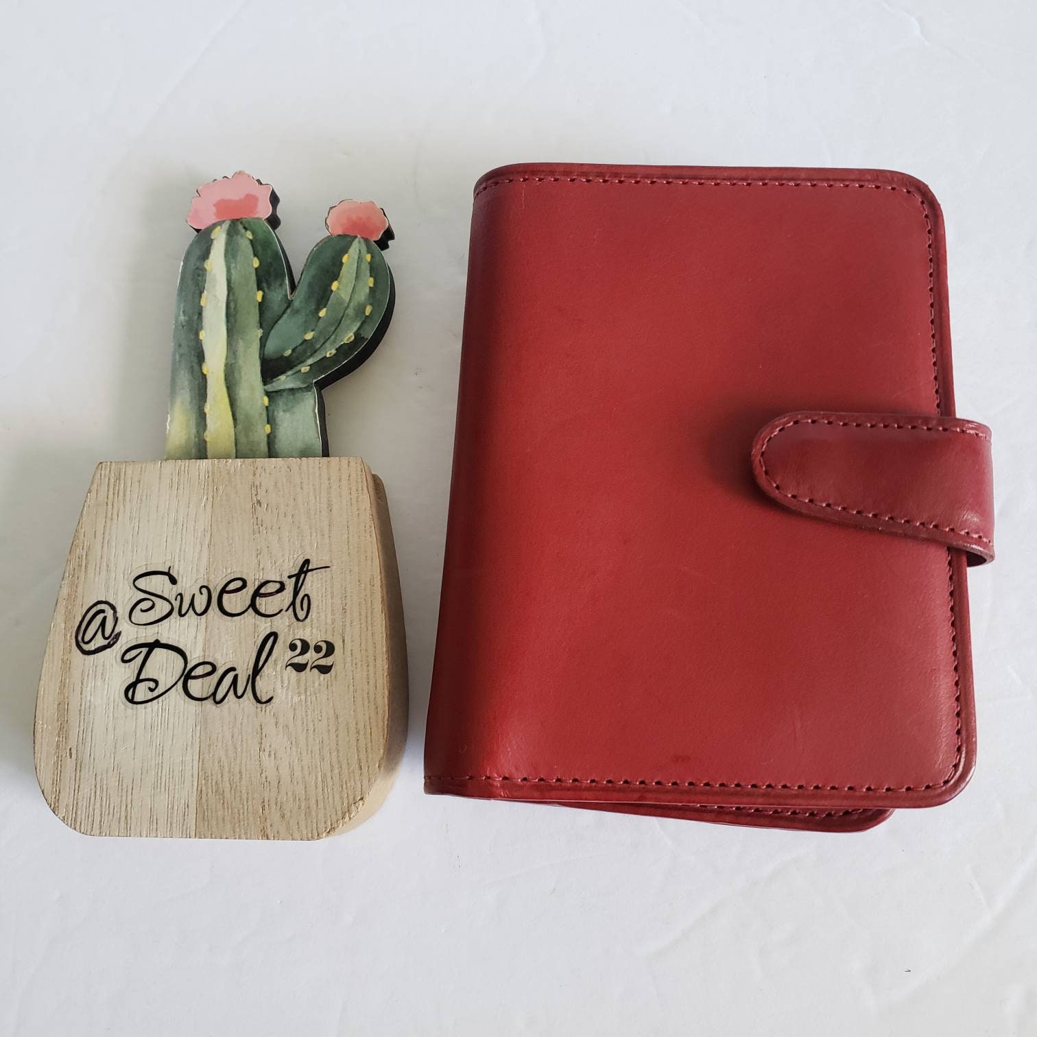 HANDMADE Small Leather Red Kiss Lock Wallet Vintage Style 