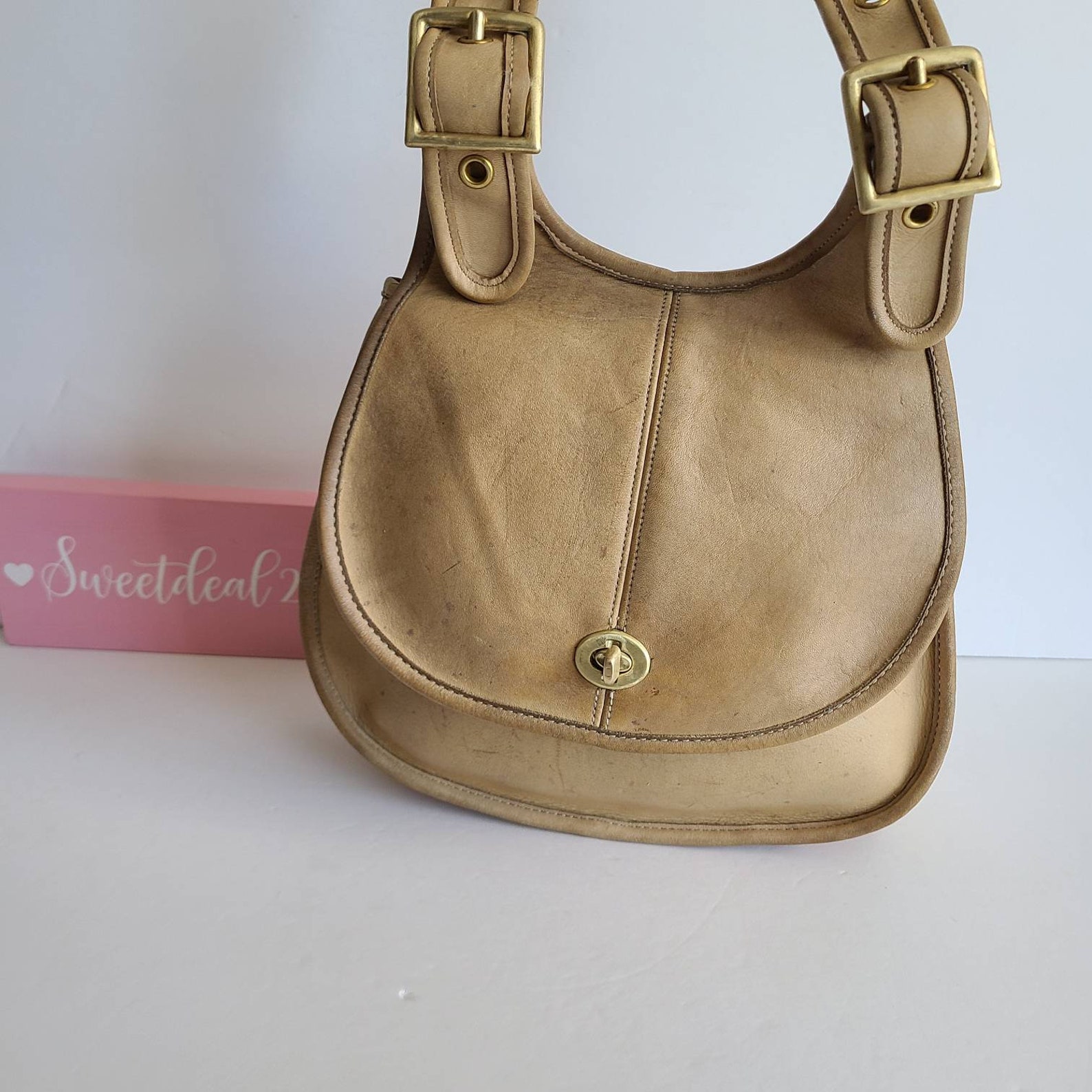 Vintage Coach Pre Creed Leather Cresent Saddle Bag Etsy