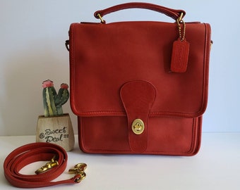 Vintage Coach Original Red Station Top Handle Satchel