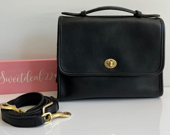 Vintage Coach Black Top Handle Court Bag