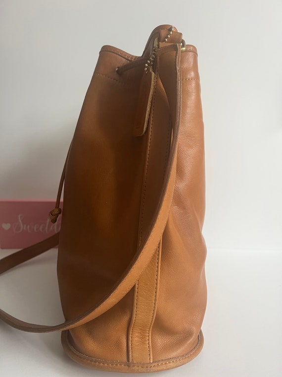 Vintage Coach British Tan Drawstring Duffle Bag 