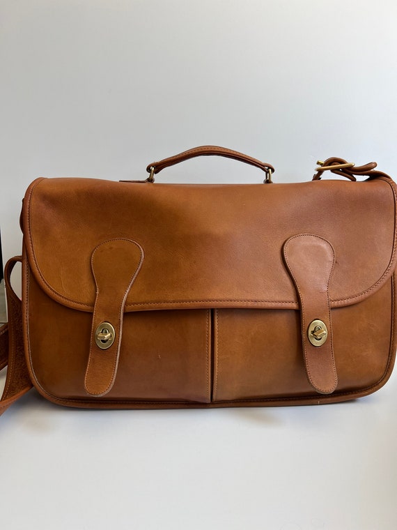 Vintage Coach British Tan Leather Carrier Top Handle Bag - Etsy