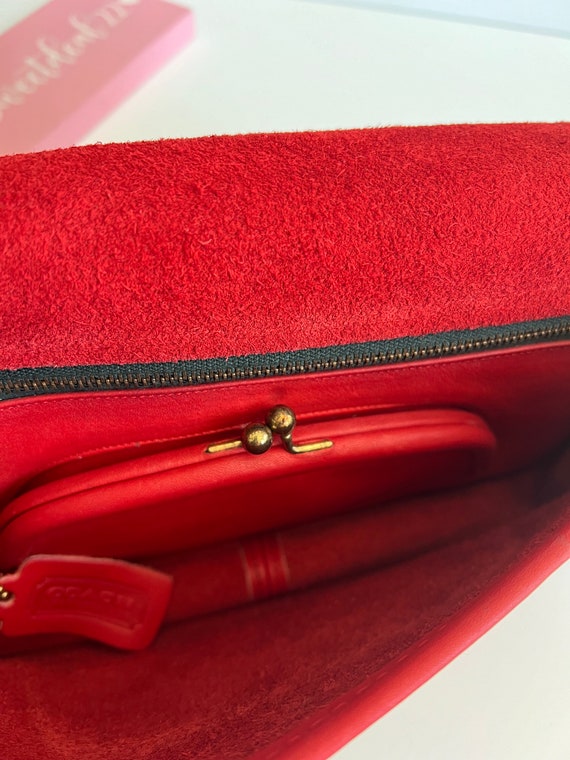 Vintage Coach NYC Red Kisslock Coin Clutch - image 7