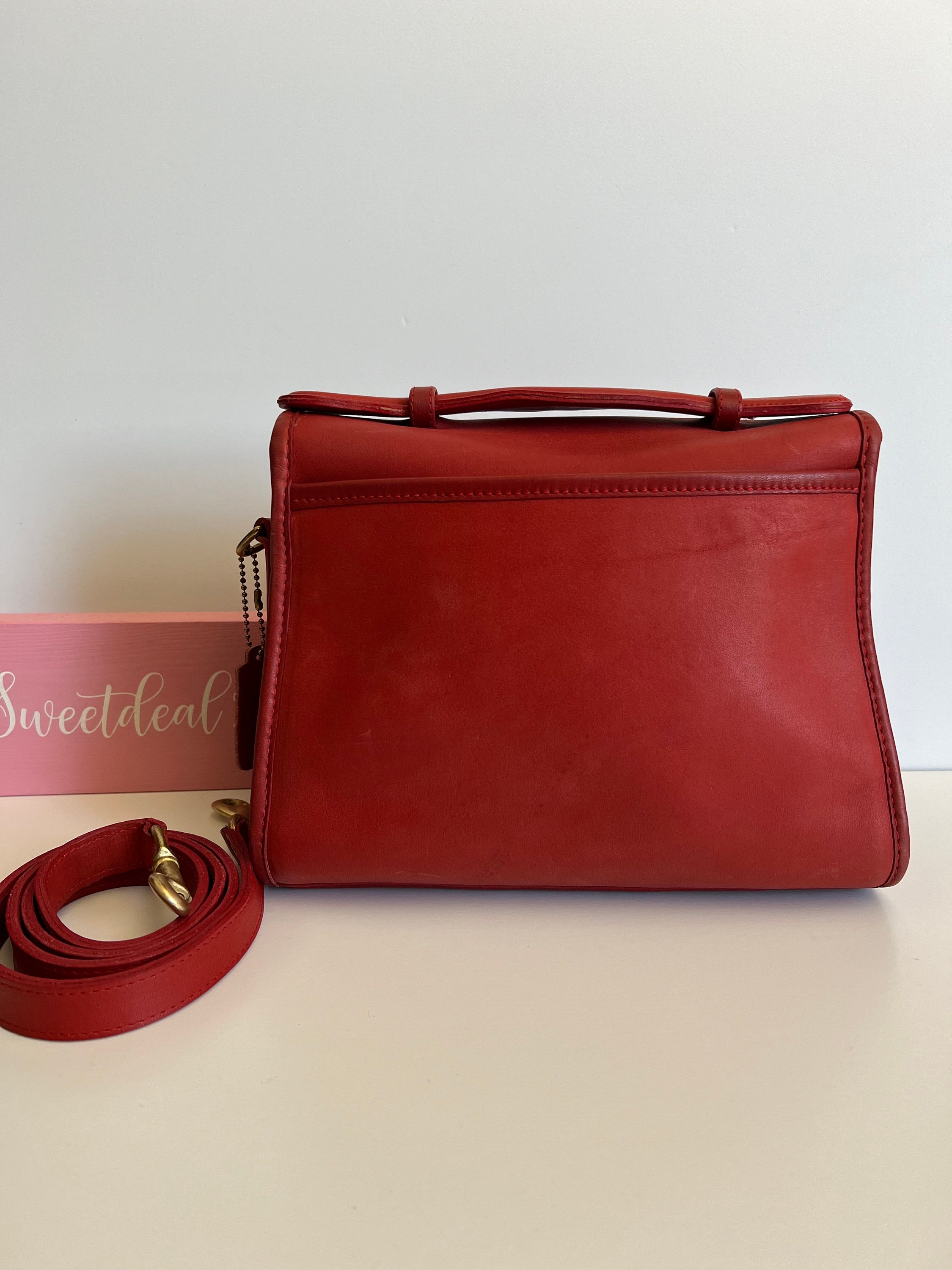 Vintage Coach Red Leather Court Top Handle Satchel - Etsy