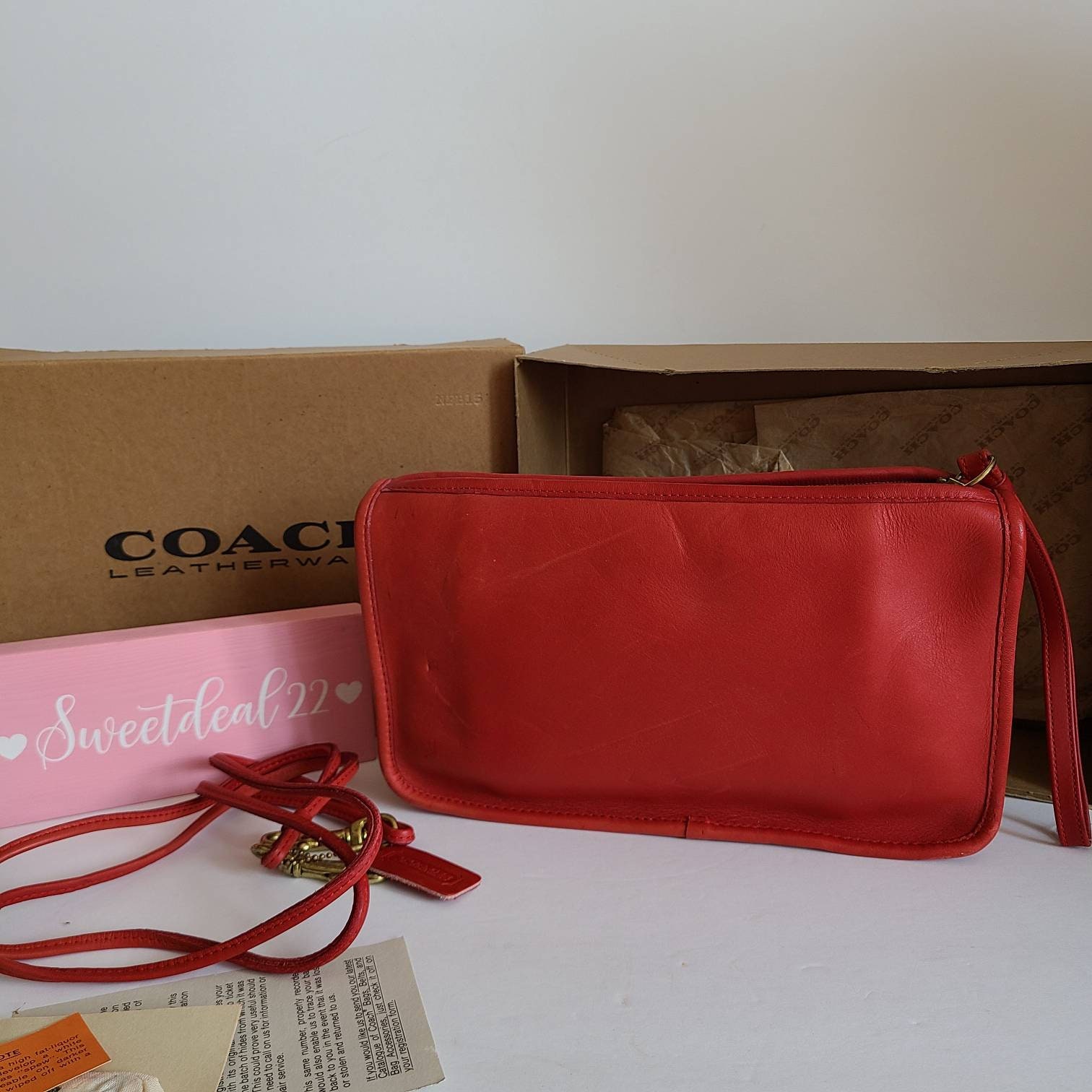Vintage Coach NYC Red Basic Bag W/original Etsy Finland