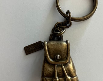 Vintage Coach Mini Daypack Brass Key Fob