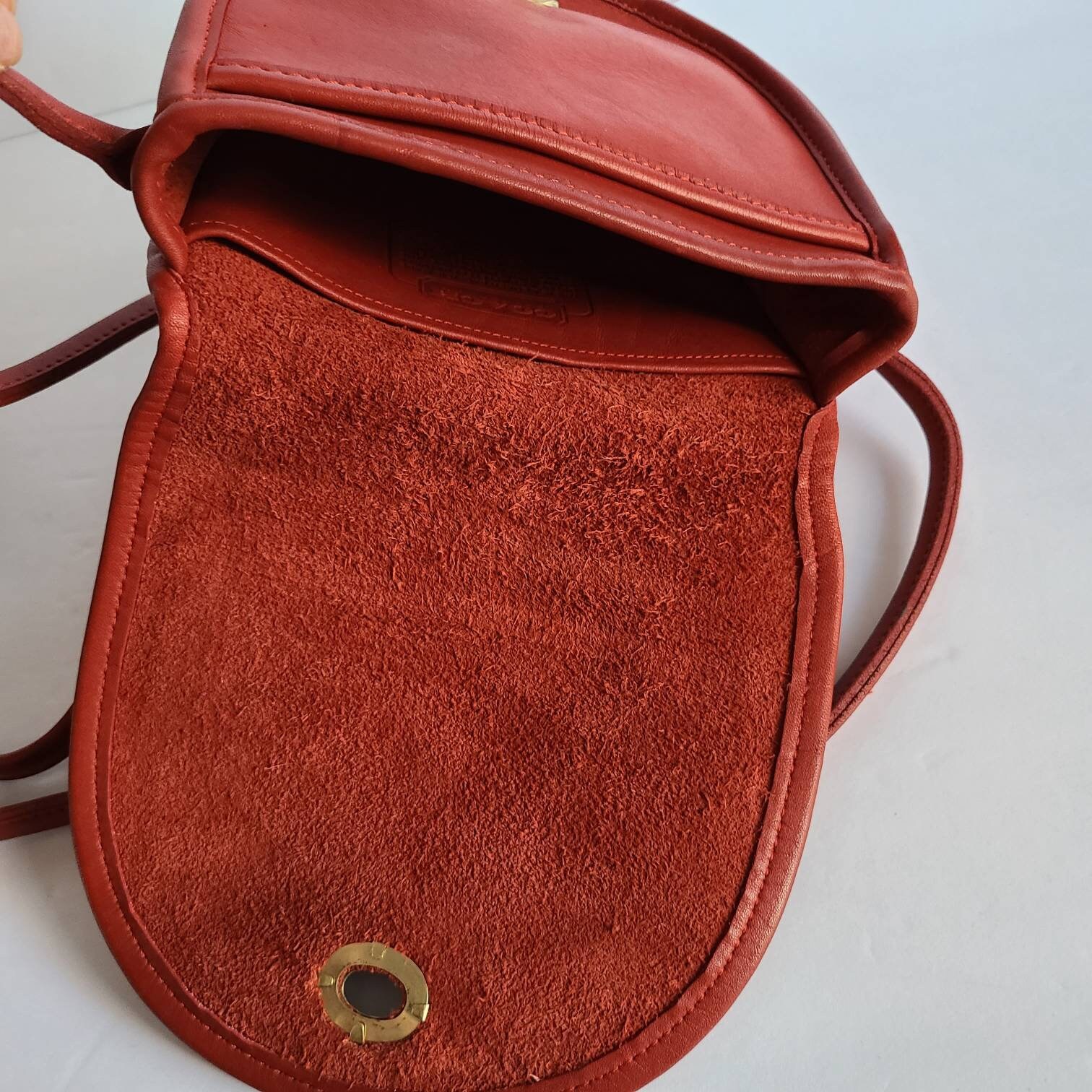 Coach Brick Red Leather Square Bag - Orlando Vintage Clothing and