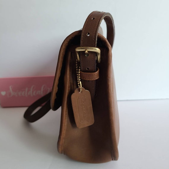 Vintage Coach Nyc British Tan Saddlery Shoulder B… - image 3