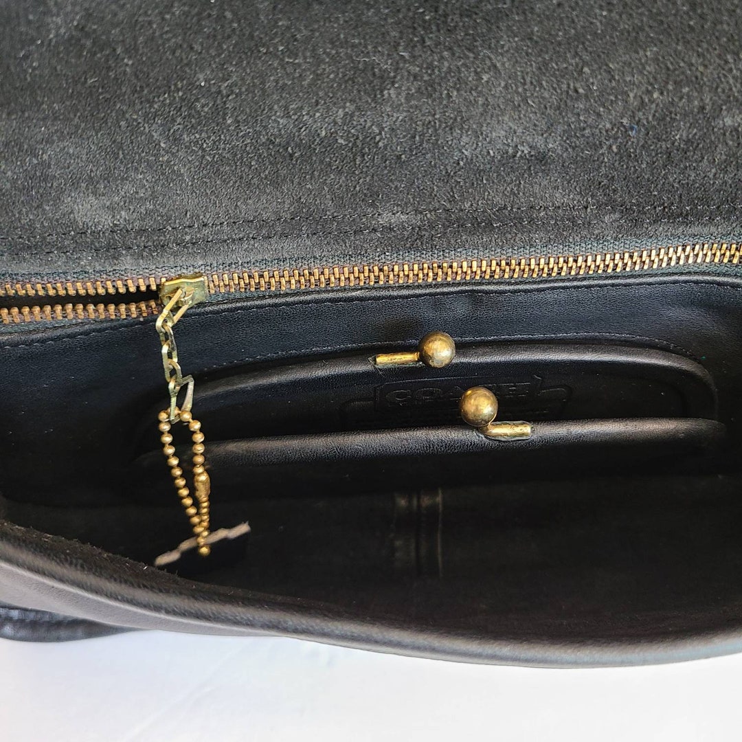 Vintage Coach Original Black Leather Fold Over Kisslock Clutch - Etsy