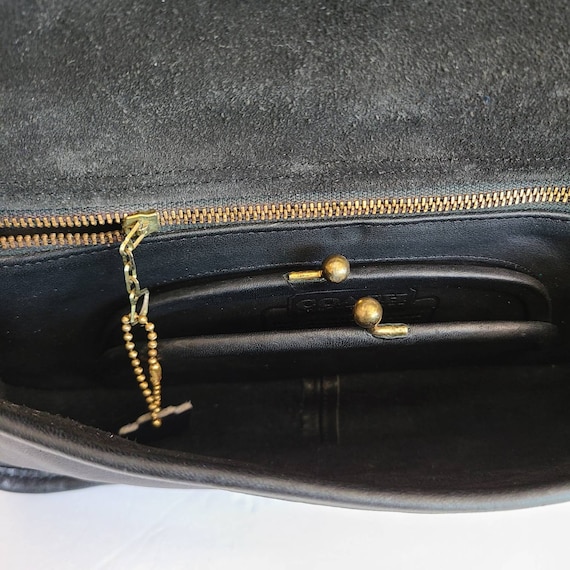 Vintage Coach Original Black Leather Fold Over Ki… - image 1