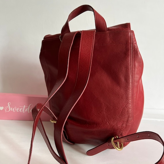 Vintage Coach Red Leather Bantam Backpack Gem