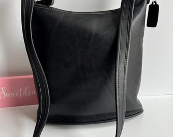 Vintage Coach Black Jacquard Parker Op-art Shoulder Zip - Style
