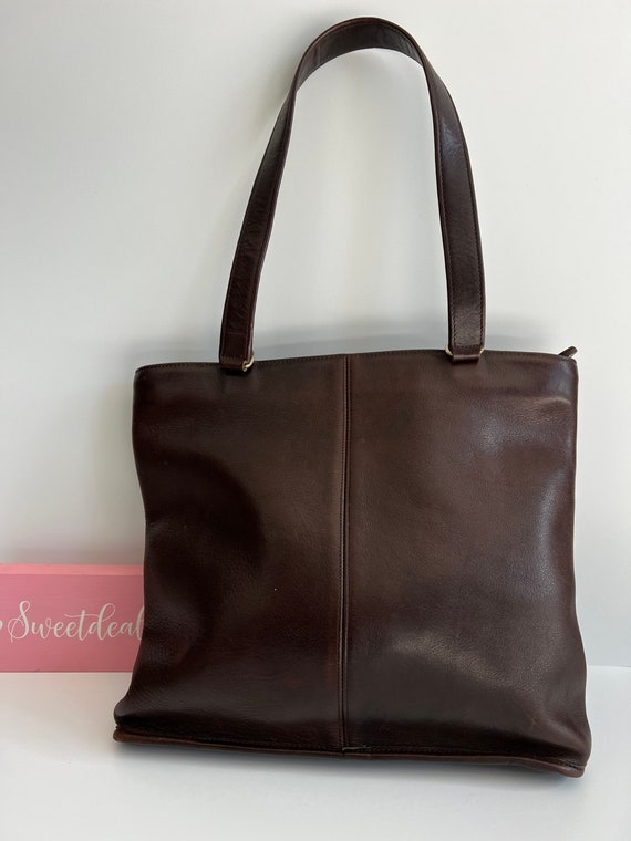 Vintage Coach Mocha NYC Slim Kisslock Tote - image 3