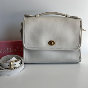 Vintage Coach White Court Bag