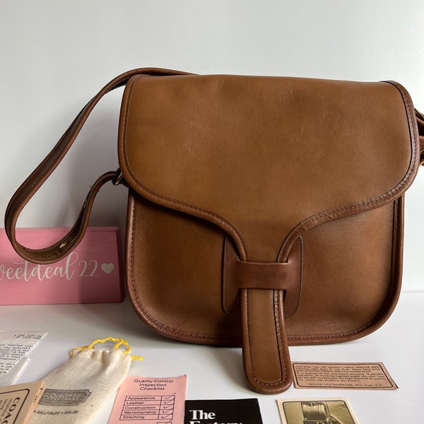 Vintage Coach British Tan Large Courier Shoulder Bag