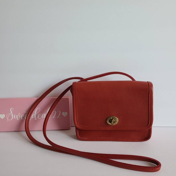 COACH Mini Ergo Bag With Crossbody Strap In Crinkled Patent Leather in Red  | Lyst