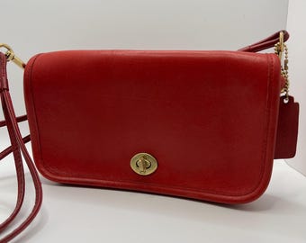 Vintage Coach NYC Early Dinky Red Shoulder Bag