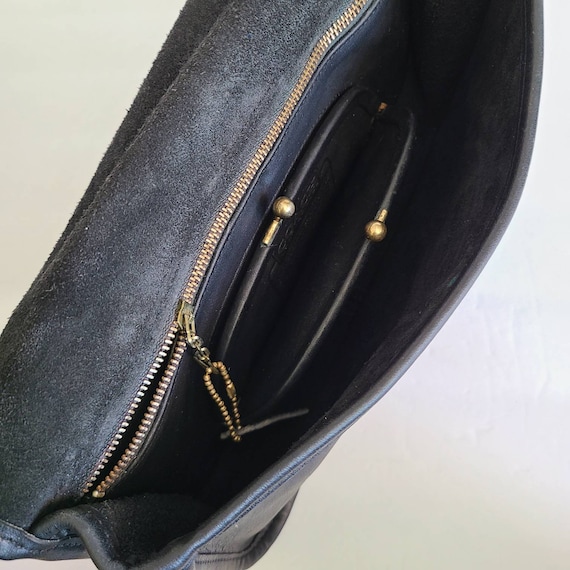 Vintage Coach Original Black Leather Fold Over Ki… - image 7