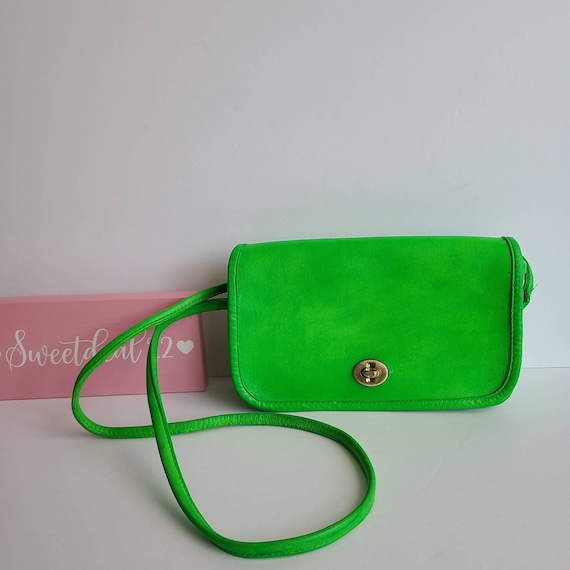 Custom Neon Green Vintage Coach Nyc Dinky Bag