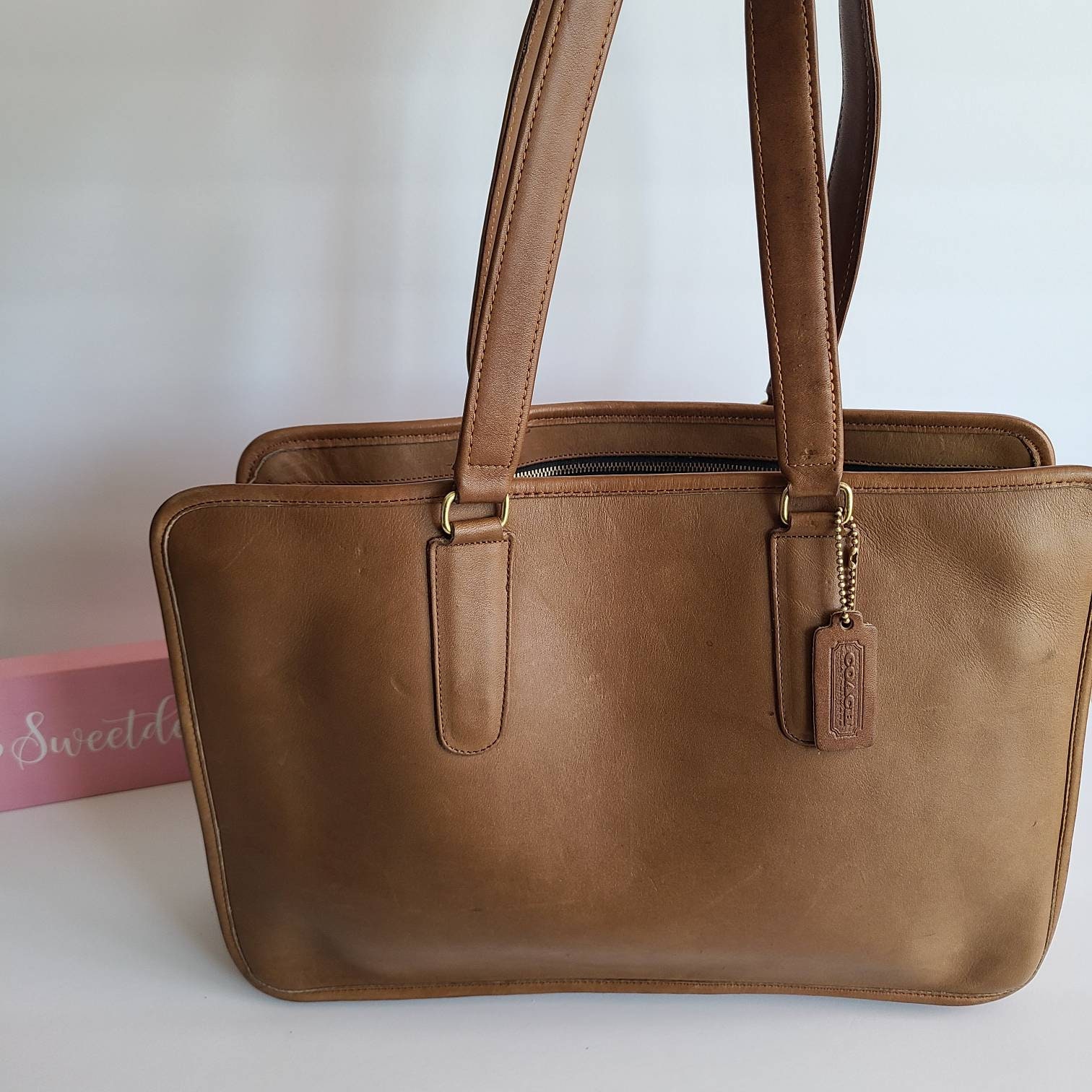 Coach Vintage Brown Leather Tote Bag Women's Handbag Tribeca