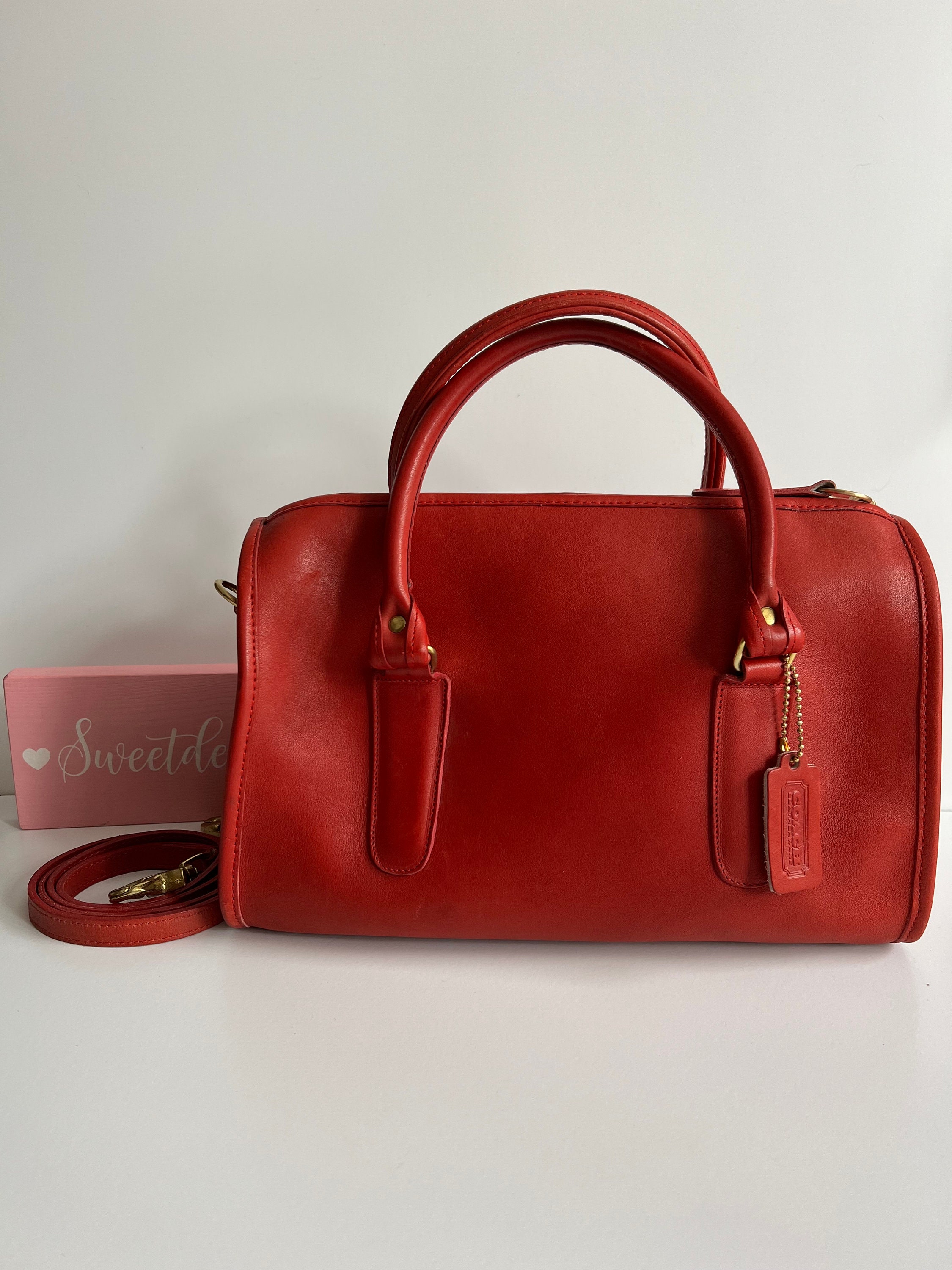 Vintage Coach NYC Red Leather Madison Satchel