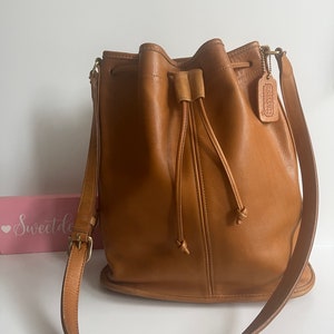 Vintage Coach British Tan Mochila con cordón imagen 1