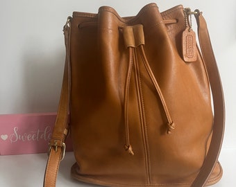 Vintage Coach British Tan Drawstring Duffle Bag