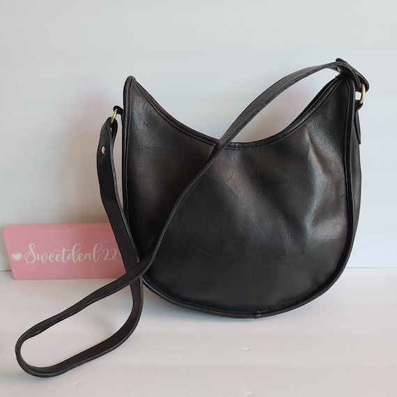 Vintage Coach Black Leather Beckett Shoulder Bag 