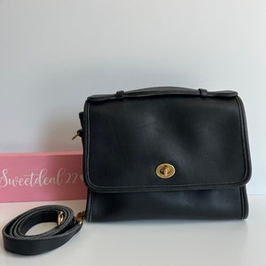 Bolso de mano vintage Coach de piel negra con asa superior
