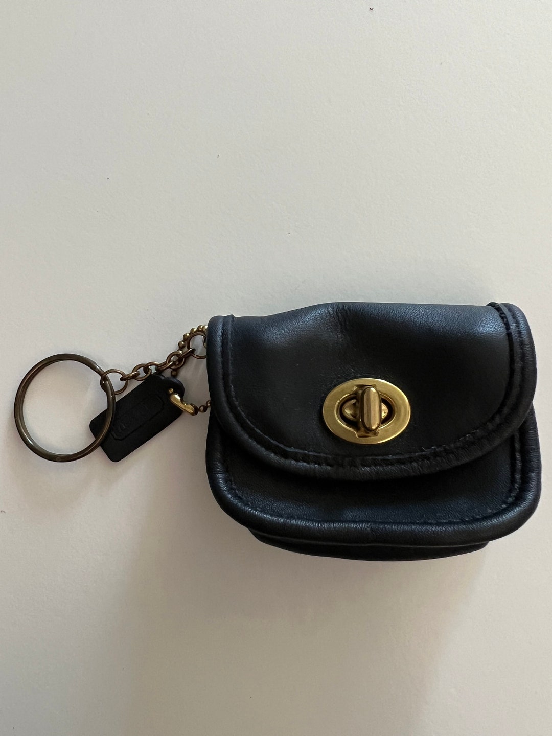 COACH Vintage City Key Fob Leather Bag Charm Keychain Fob RARE NWOT