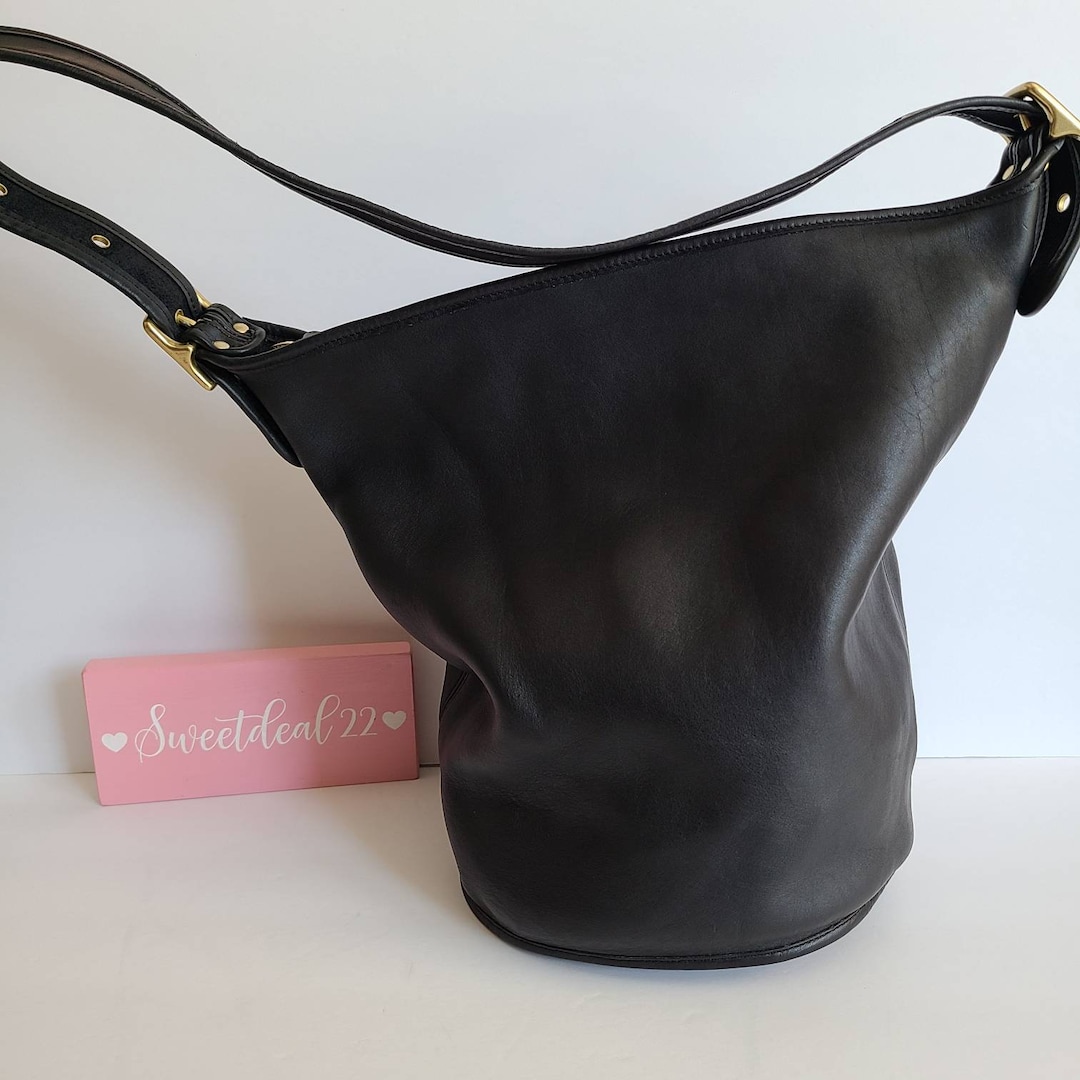 Vintage Coach Black Leather Large Duffle Bag - Etsy
