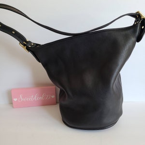 Vintage Coach Black Leather Large Duffle Bag