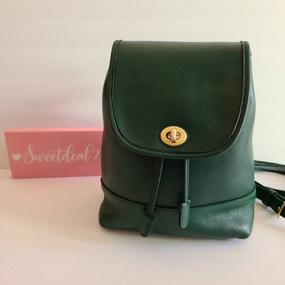 Restored Vintage Coach Green Mini Daypack Backpack