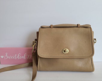 Vintage Coach Tan Top Handle Court Bag