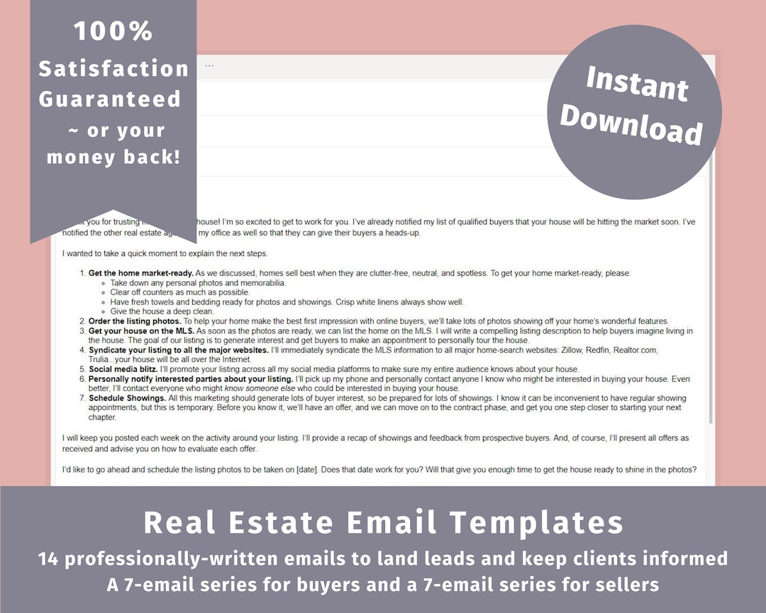 Real Estate Agent Email Templates, Client Communication (digital ...