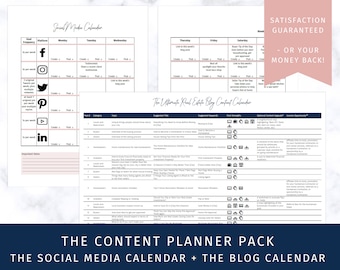Pack de planification de contenu pour agent immobilier, calendrier des médias sociaux et des blogs (téléchargement numérique)