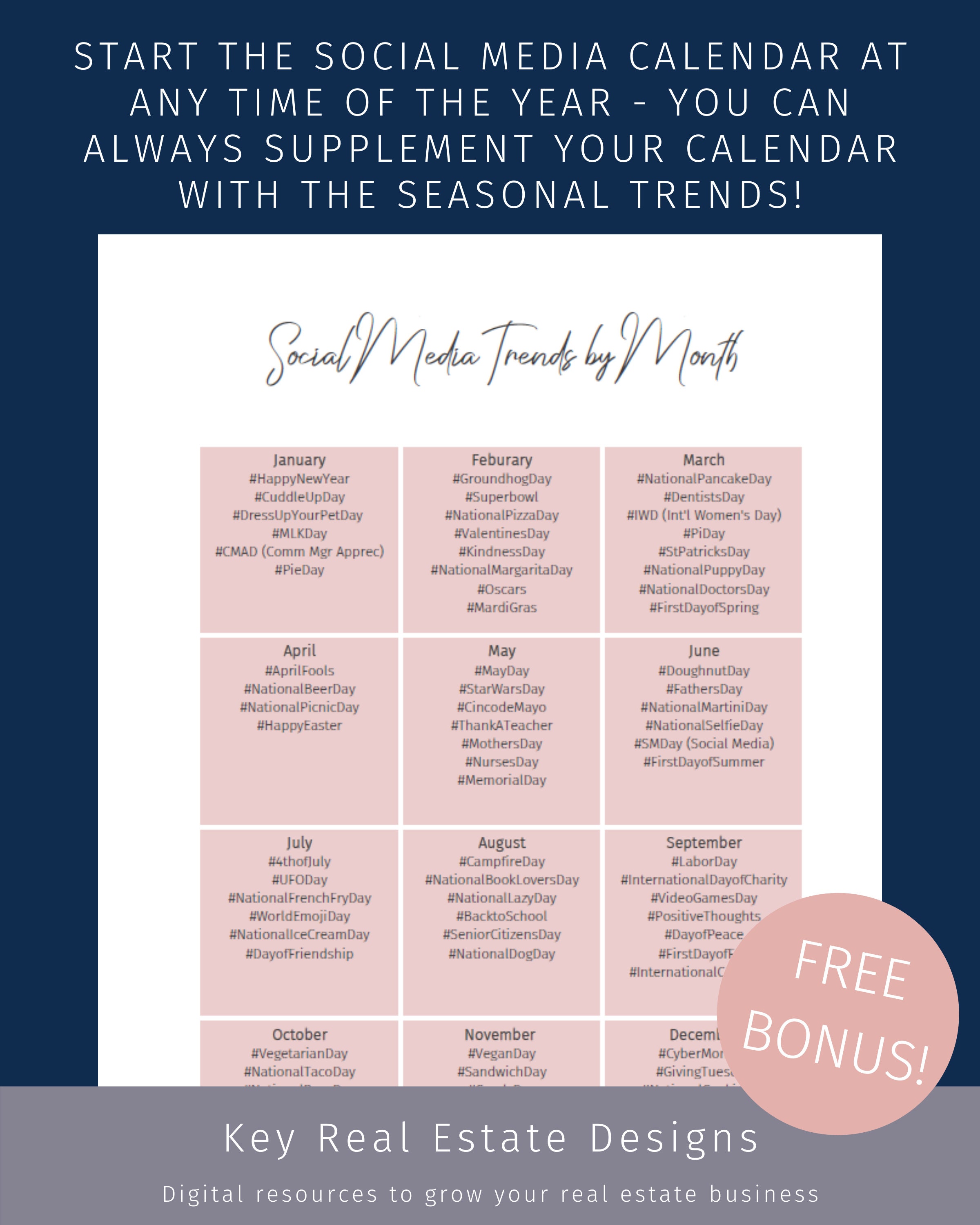 The Ultimate Real Estate Social Media Calendar A Doneforyou Real
