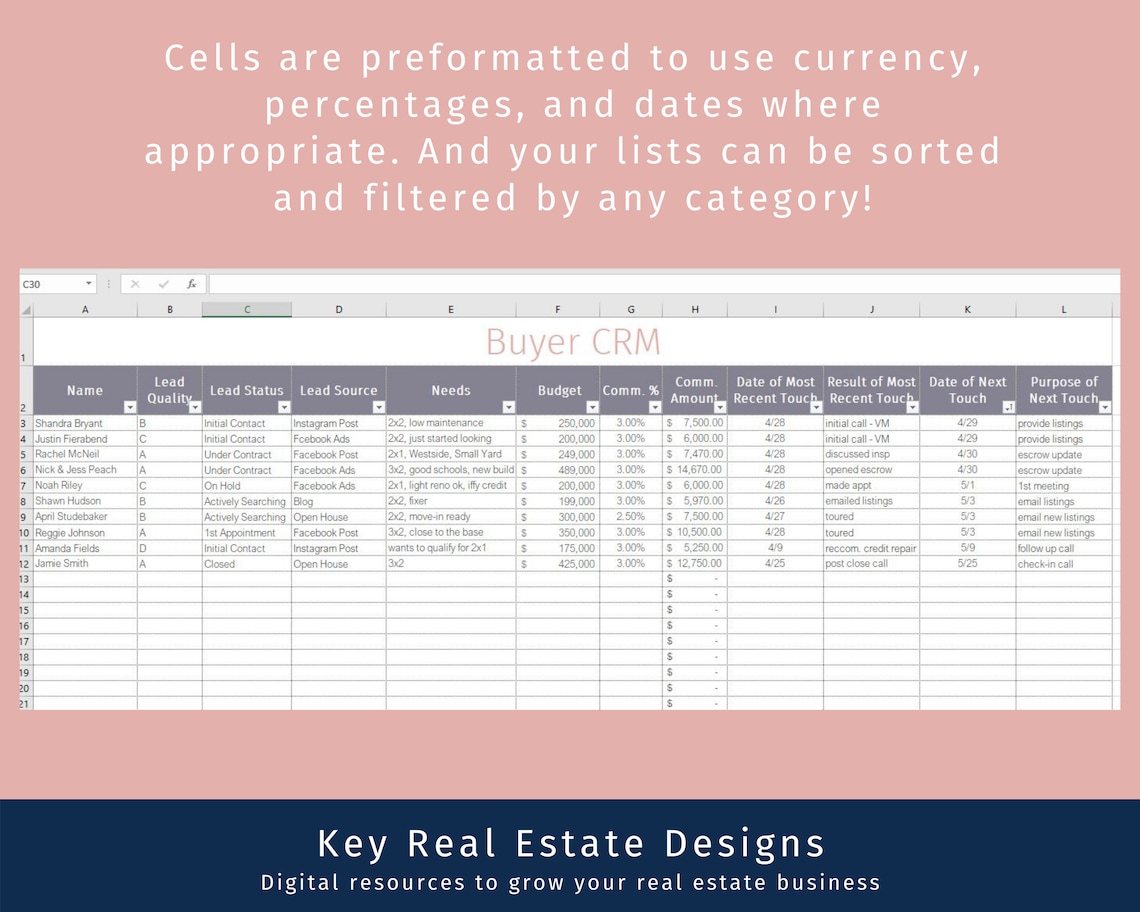 Real Estate CRM Template: A Done-for-you Client Relationship Management ...